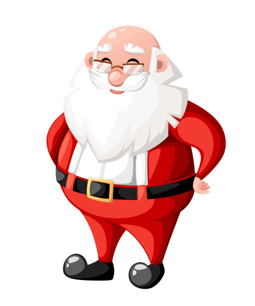 ilustrações de stock, clip art, desenhos animados e ícones de smiling christmas cartoon santa claus character without hat hat holiday character vector illustration isolated on white background - belt men gift night