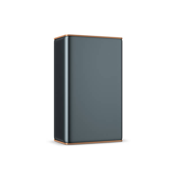 Black metal Blank Square Tin can mockup for oil. Packaging for Tea and coffee. 3d rendering