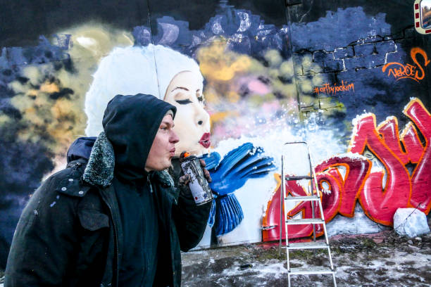 Stockholm, Sweden May 4, 2018 Legal graffiti area in Ragsved south of town.