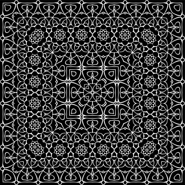 istock Geometric ornament background in black and white colors 955001586