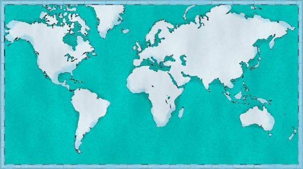 istock World map, hand drawn, illustrated brushstrokes, geographical map, physical 955003688