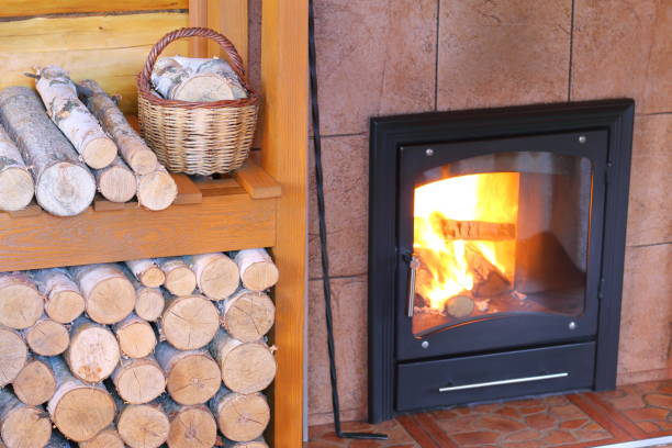 istock A small basket near the fireplace. 955005430