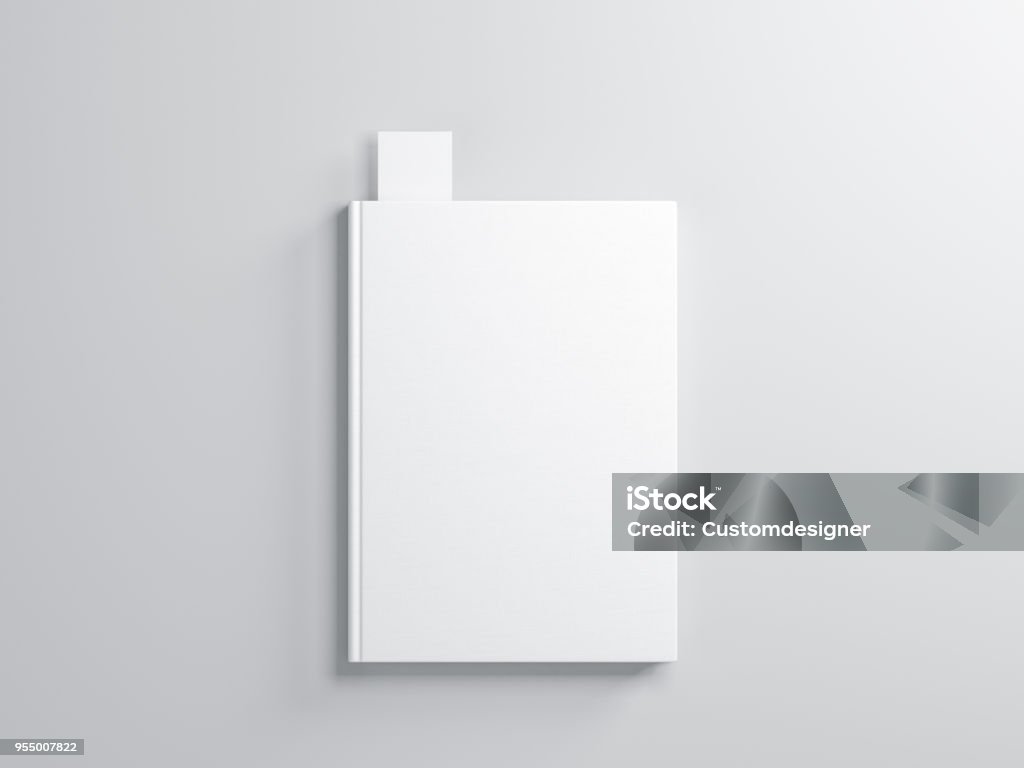 White book with Bookmark Mockup on gray background White book with Bookmark Mockup on gray background, 3d rendering Bookmark Stock Photo