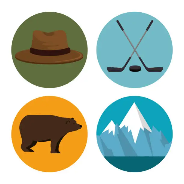 Vector illustration of canadian culture set icons