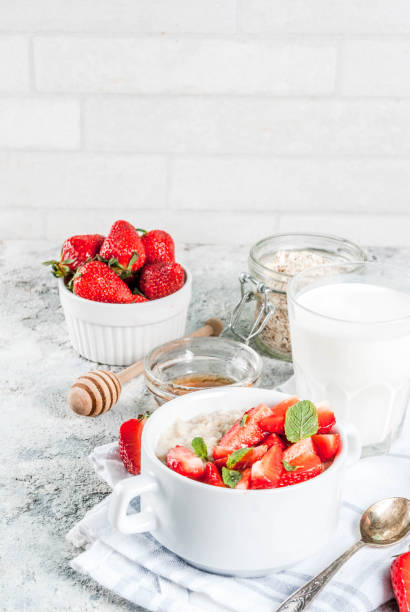 istock Breakfast oatmeal with strawberry 955014944