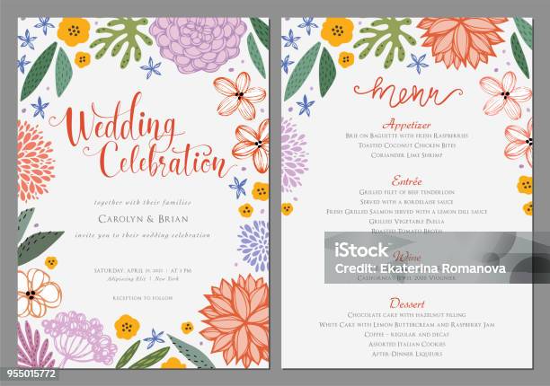 Invitation And Card Design Set04 Stock Illustration - Download Image Now - Flower, Invitation, Wedding Invitation
