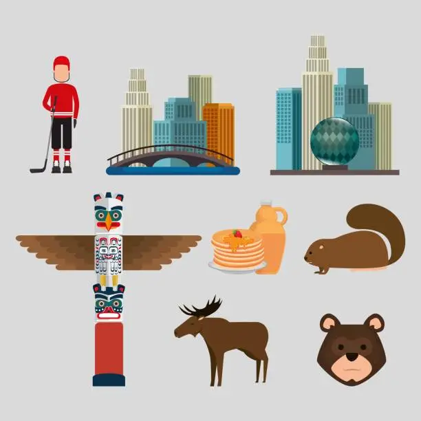 Vector illustration of canadian culture set icons