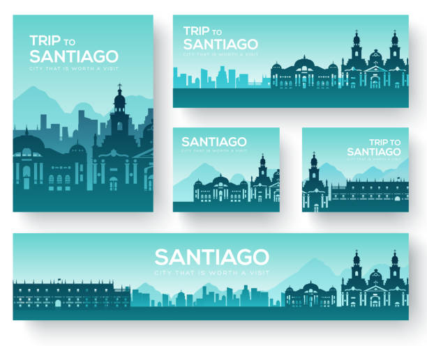 Set of Santiago landscape country ornament travel tour concept. Culture traditional, magazine, book, poster, abstract, element. Vector decorative ethnic greeting card or invitation background Set of Santiago landscape country ornament travel tour concept. Culture traditional, magazine, book, poster, abstract, element. Vector decorative ethnic greeting card or invitation andes mountains chile stock illustrations