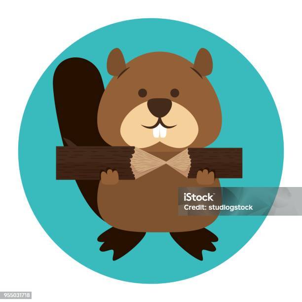 Beaver Canadian Animal Scene Stock Illustration - Download Image Now - Beaver, Illustration, Vector