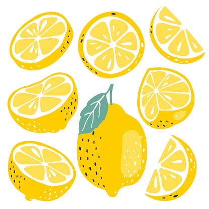 Fresh lemon fruits collection