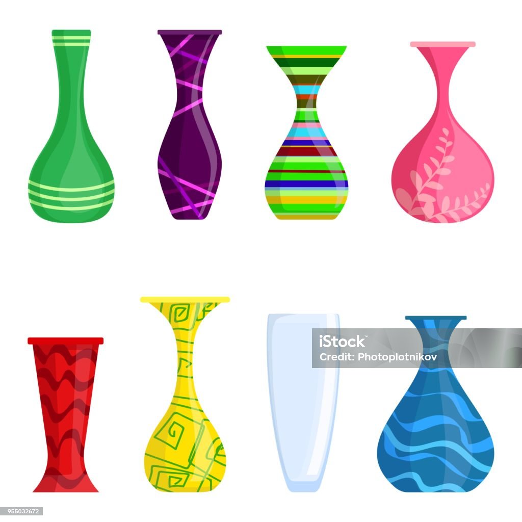 Vector Vass Colorful Vases Vector Set Isolated On White Background Modern Vases For ...