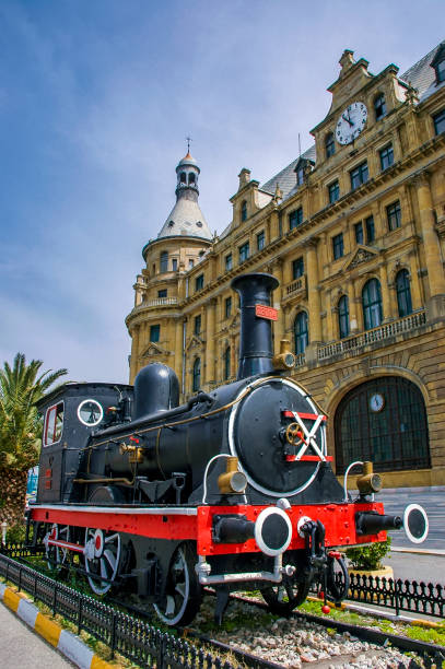 Haydarpasa Train Station Building with Abandoned Vintage Locomotive Haydarpasa Train Station Building with Abandoned Vintage Locomotive haydarpaşa stock pictures, royalty-free photos & images
