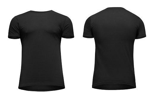 Blank Template Men Black T Shirt Short Sleeve Front And Back View ...