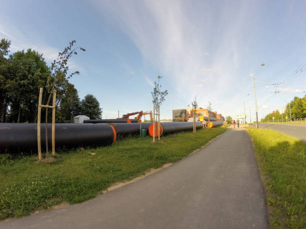 istock Reconstruction of central heating system pipes in Kaunas, Lithuania 955054912