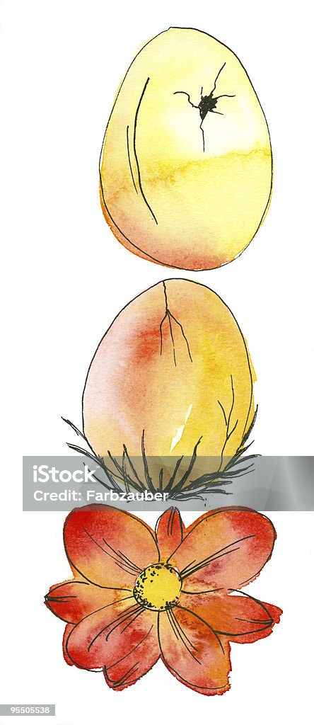 Ostern Eier und Blumen - Lizenzfrei Aquarell Stock-Illustration