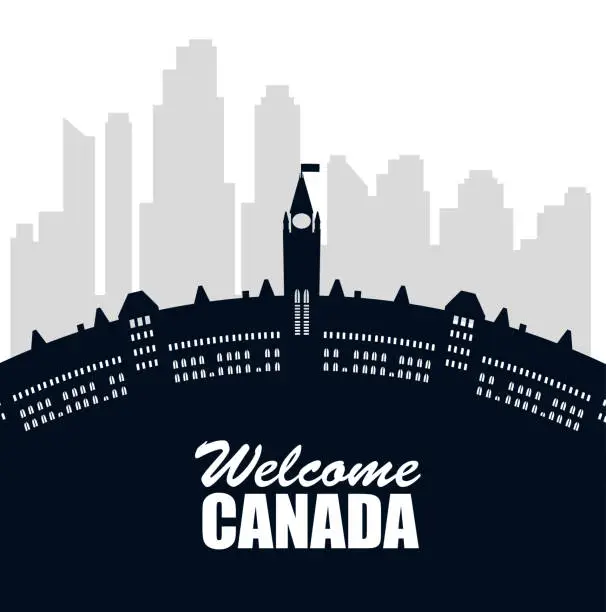 Vector illustration of canadian cityscape scene icon
