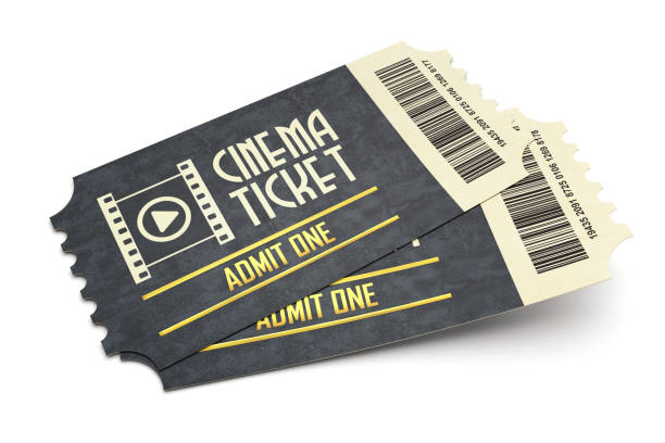 Cinema tickets Two retro cinema tickets isolated on white background cinema ticket stock pictures, royalty-free photos & images