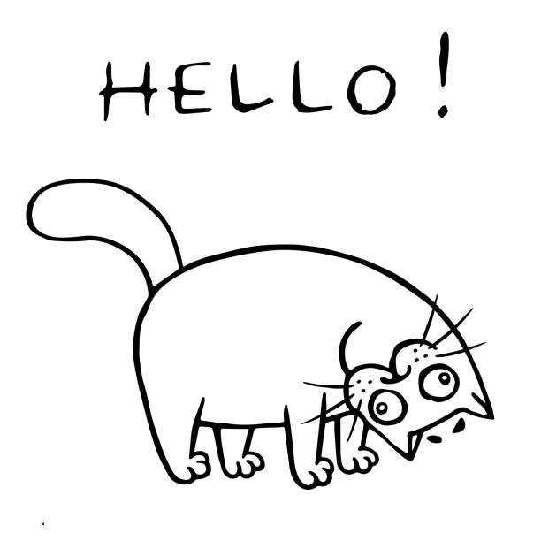 kot raduje się, że jesteś z powrotem i pozdrawiam. ilustracja wektorowa - ciao stock illustrations