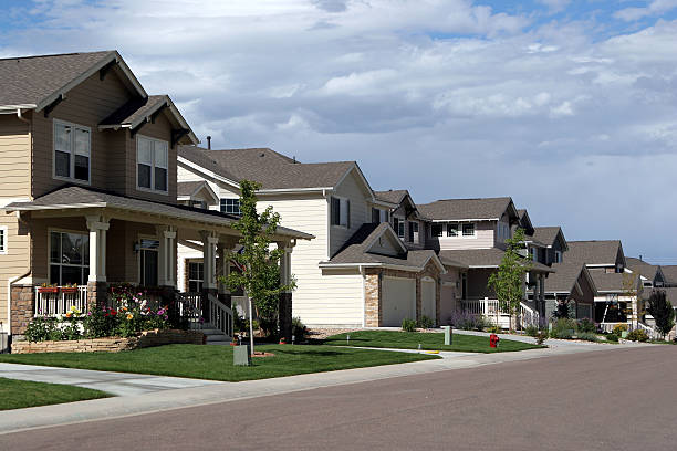 Suburban America  suburb house street residential district stock pictures, royalty-free photos & images