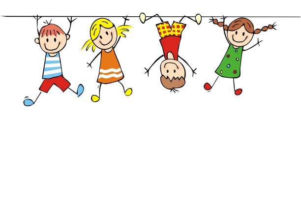 ilustrações de stock, clip art, desenhos animados e ícones de hanging kids, vector icon, creative illustration. - humor book fun human age