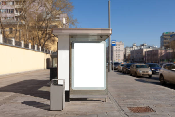 istock Blank mockup of bus stop billboard poster 955060682