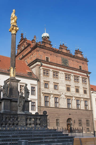 istock Marian Column and Town Hall of Plzen 955061042
