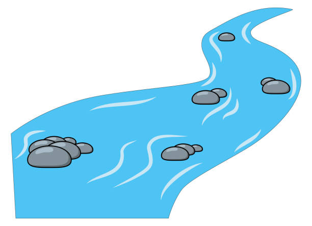 만화 브 룩, 흰색 배경에 고립 된 강 - 흐르는 물 stock illustrations