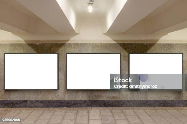 Blank Billboard Advertisement Poster Stock Photo - Download Image Now - Billboard, Subway, Three Objects