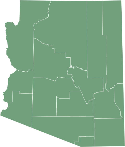 illustrazioni stock, clip art, cartoni animati e icone di tendenza di sfondo verde illustrazione del profilo vettoriale della mappa della contea dell'arizona. mappa della contea dello stato degli stati uniti d'arizona. mappa della contea di arizona state degli stati uniti d'america - holbrook