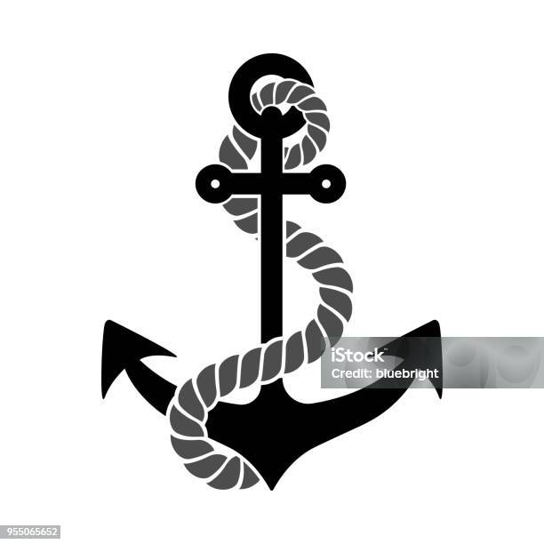 Anchor With Rope Stock Illustration - Download Image Now - Anchor - Vessel Part, Rope, Vector