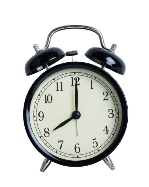 istock Black retro alarm clock on isolated on white background 955071010