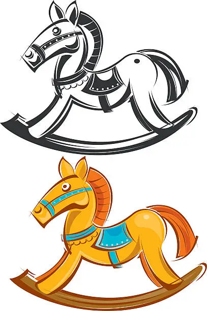 Vector illustration of wood horse