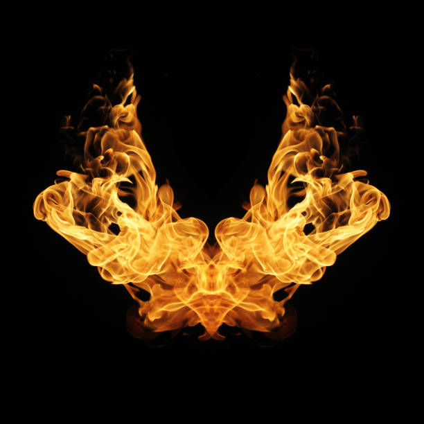 istock Fire flames collection isolated on black background 955074398