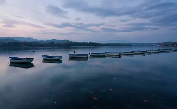 Twilight Takes on Lake Banyoles, Girona, Spain