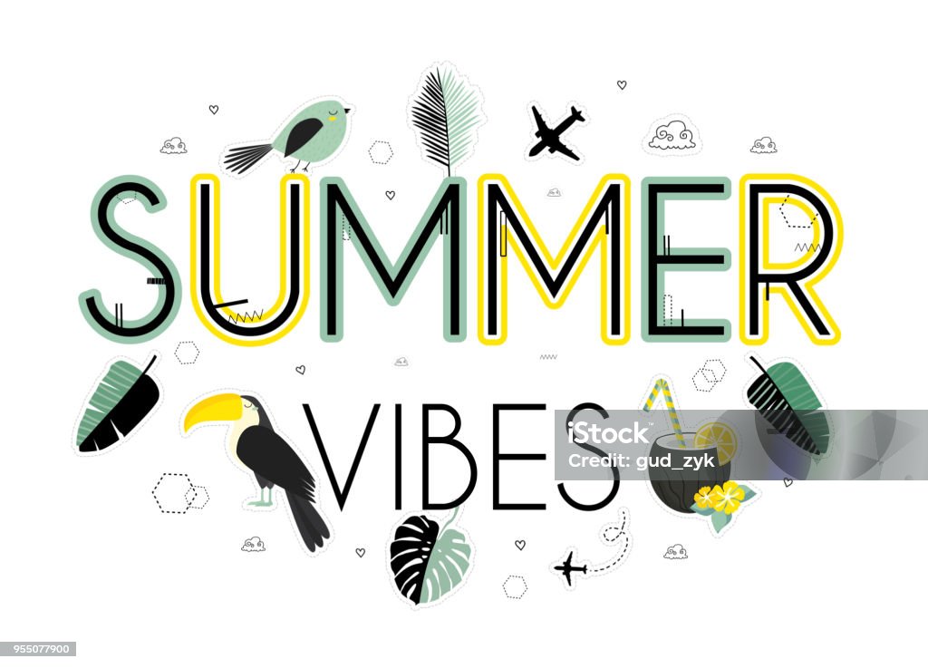 Summer Vibes Stock Illustration - Download Image Now - Badge, Beach Party,  Cartoon - iStock