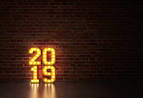 New Year 2019 with Light - 3D Rendered Image