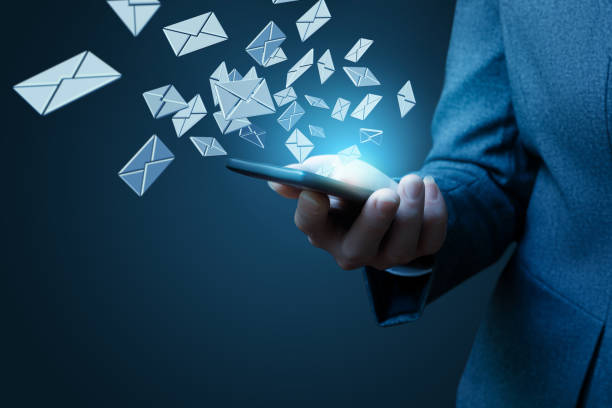 Businesswoman works with emails.