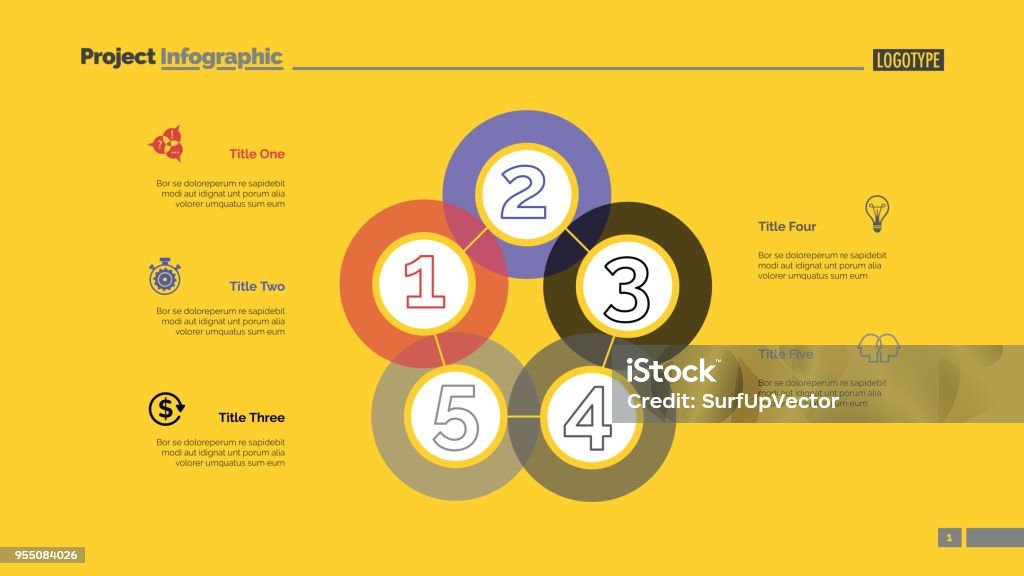 Slideshow Sequences Five Sequences Diagram Slide Template Stock Illustration - Download ...