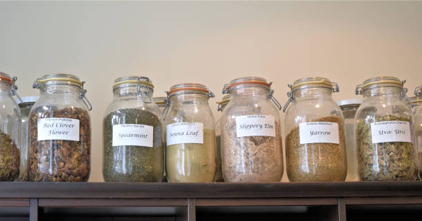 istock Dried Leaf Herb Jars On Shelf Alternative Medicine 955088984