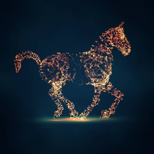 bildbanksillustrationer, clip art samt tecknat material och ikoner med 2014 kinesiska nyåret av häst abstrakt mesh sammansättning. abstrakta vektor häst. hästens år. - horse net