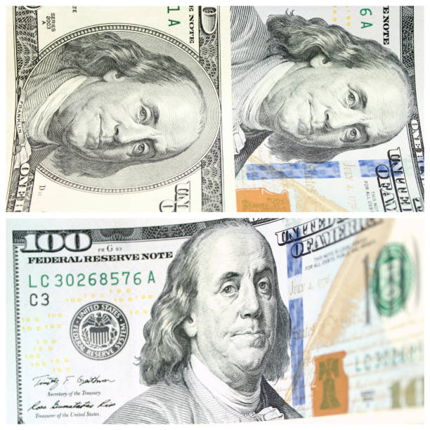 istock Collage with fragments of hundred dollar banconotes 955095224