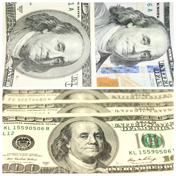 istock Collage with fragments of hundred dollar banconotes 955095258