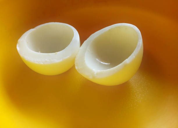 Egg White Boiled Boiled matter of Egg white albumen stock pictures, royalty-free photos & images