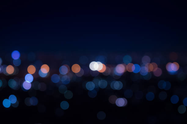 Light night at city blue bokeh