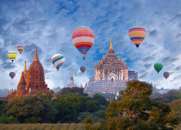 istock Hot air balloons flying over Bagan, Mandalay division, Myanmar 955103706