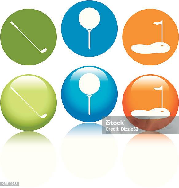 Icone Di Golf - Immagini vettoriali stock e altre immagini di Arancione - Arancione, Bandiera, Bandierina da golf