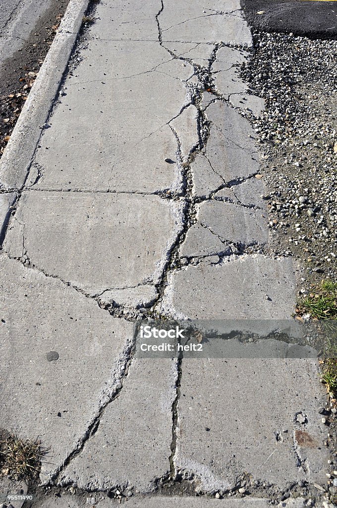 Cracked Sidewalk in Urban Area  Broken Stock Photo