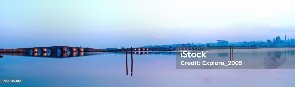 Panaromic view of bridge made by Ottoman Architecture Sinan Panaromic view of bridge. Other name of Kanuni Bridge made by Ottoman Architecture Sinan in Buyukcekmece district, Istanbul. Nature Stock Photo