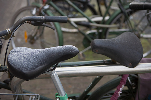 Amsterdam,two Bicycle saddle face to face