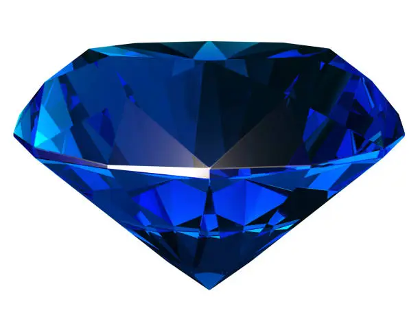 Sapphire side view render isolated on white background (3D illustration)